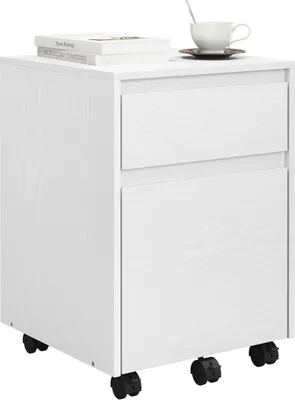 Produktbild von WOLTU Rollcontainer, Aktenschrank mit 2 Schubladen, Druckerschrank, 40x56x40cm : Weiß Farbe: Weiß