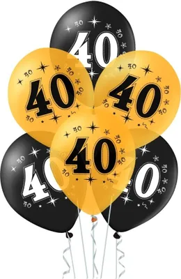 Produktbild von Ballonset, 40. Geburtstag, Schwarz und Gold, 30 cm, 10 Stk.