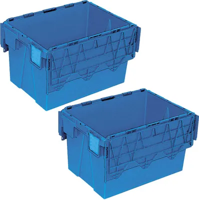 Produktbild von 2 Mehrwegbehälter/Versandbehälter mit Deckel, 65 l, LxBxH 600x400x365 mm, blau
