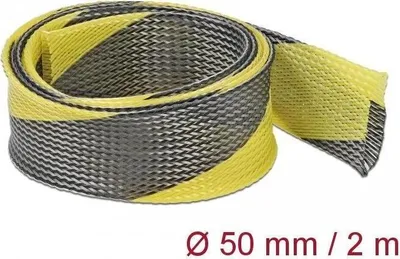 Produktbild von DELOCK Geflechtschlauch dehnbar 2 m x 50 mm schwarz-gelb