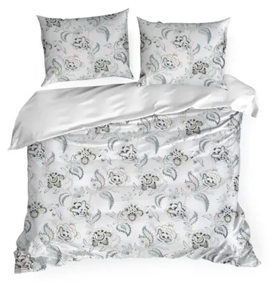 Image de EUROFIRANY | Parure de lit - Housse de couette - Taie d'oreiller - 220 x 200 cm - blanc - bleu - Linge de lit - à fleurs - en coton