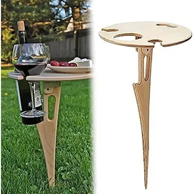 Produktbild von Klappbarer Gartentisch aus Holz, Picknicktisch, Mini-Klapptisch, Weintisch für Garten, Outdoor-Aktivitäten, Camping, Picknicks, Strand
