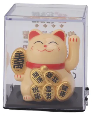Solar-Glückskatze mit Winkearm, Maneki Neko, gelb, 1 Stück