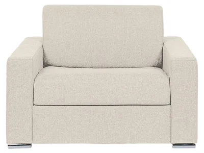 Produktbild von Schlafsessel mit Express-Bettfunktion aus meliertem Beige-Stoff - Breite Latten 70 cm - Matratze 18 cm CALITO