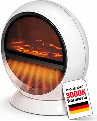 Produktbild von MONZANA® Heizlüfter Kamin Optik Elektrokamin 1500W LED Flammeneffekt 2 Heizstufen weiß Überhitzungsschutz Elektro Heizgerät Heizstrahler Elektroheizung