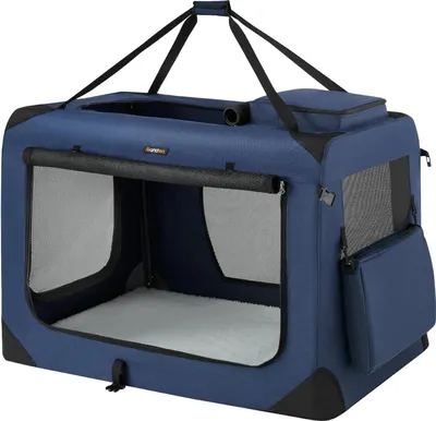 Produktbild von Feandrea faltbare Hundebox, Hundetransportbox, XXXL, Hundetasche, Oxford-Gewebe, Netzgewebe, atmungsaktiv, tragbar, Metallrahmen, mit Griffen,