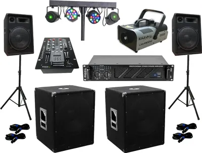 Produktbild von PA Lautsprecher Subwoofer Verstärker Mixer Lichtset Nebelmaschine Stativ 3280 W