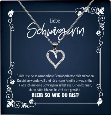 Produktbild von 22Feels Echt Silber Halskette - Schwägerin Geschenk Frauen Schmuck Set Hochzeit Geburtstag Weihnachten - Herz Anhänger, Karte