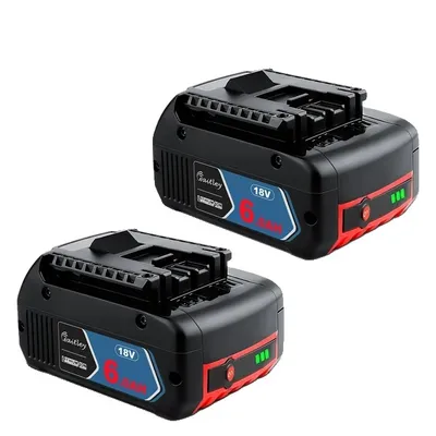 Productafbeelding van Oplaadbare lithium-ion batterij, 18V, 6Ah capaciteit, draagbare reservebatterij voor Bosch elektrisch gereedschap, 2 stuks