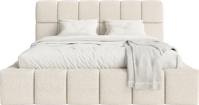 Obrázek produktu pro Čalouněná postel FEDVE Lund z látky bouclé 140x200 cm, krémová