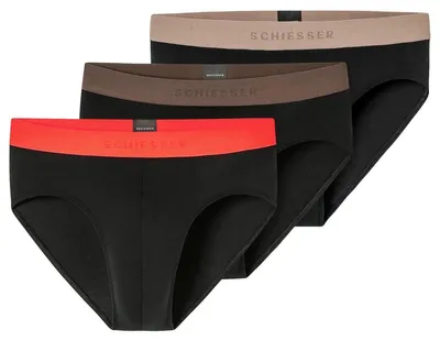 Produktbild von Schiesser 3er Pack 95/5 Baumwolle Rio Slip / Unterhose Sportlicher Webgummibund mit kontraststarkem Logo , Bequeme Beinausschnitte, In perfekt sitzender, elastischer Qualität schwarz 7