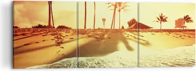 Produktbild von Bild auf Leinwand - Leinwandbild - Strand Meer Palme - 120x40cm - Wand Bild - Wanddeko - Wandbilder - Leinwanddruck - Bilder - Kunstdruck - Wanddekoration - Leinwand bilder - Wandkunst - CA120x40-3609