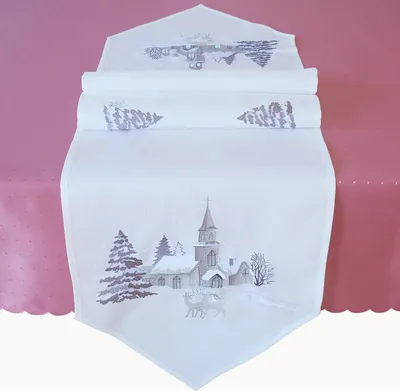 Produktbild von Tischwäsche mit Stickerei Weihnachtsdorf 40 x 175 cm