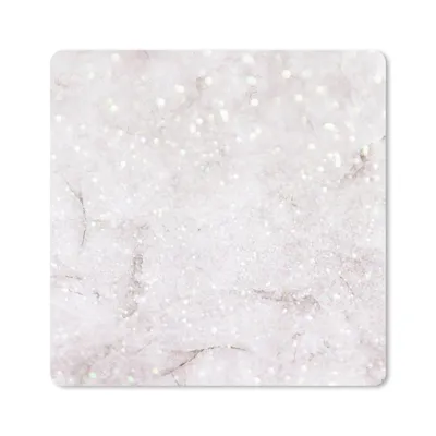 Obrázok produktu pre Podložka pod myš - Mramor - biely - trblietky - 20x20cm - Rohožka pod myš