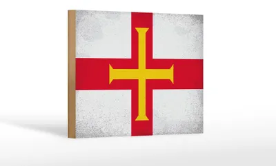 Produktbild von Holzschild Flagge Guernsey 18x12 cm Flag Guernsey Vintage Dekoration