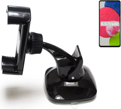 Produktbild von K-S-Trade kompakte Handy-Halterung Windschutzscheibe kompatibel mit Samsung Galaxy A52s 5G Armaturenbrett schwarz Autohalterung KFZ Halter