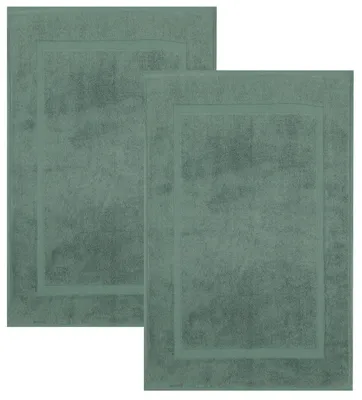 Produktbild von Hochwertige Badematten 50 x 70 cm, 2er-Set – aus 100 % Baumwolle, ca. 650 g/m²,  Standard 100, saugfähig und weich, Farbe Tannengrün