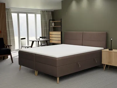 Produktbild von FEDVE Boxspringbett Schlafzimmerbett MUDAN mit 2 Bettkästen, Doppelbett mit Bonell-Matratze und Topper 180x200