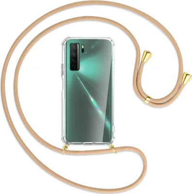 Produktbild von Handykette Backcover-Schutzhülle mit Band (Metall goldfarben) für Huawei P40 lite 5G - beige
