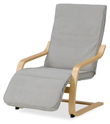 Produktbild von Schwingstuhl Relaxsessel mit Liegefunktion Cord Hellgrau mit Armlehne
