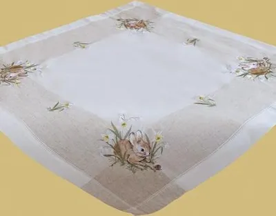 Produktbild von Mitteldecke Polyester & Leinen Hasen Leinenoptik 85x85cm