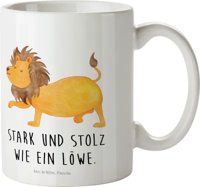 Produktbild von Mr. & Mrs. Panda Kindertasse Sternzeichen Löwe - Weiß - Geschenk, Plastiktasse, Bruchsichere Tasse, Geburtstag August, Löwe Sternzeichen, Geschenk Juli, Outdoorgeschirr