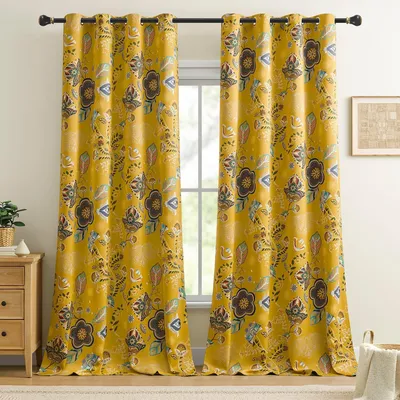 Productafbeelding van Set van 2 Verduisteringsgordijnen met Plantenprint 228 cm