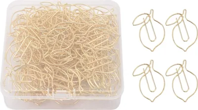 Obrázek produktu pro 100 ks sponek na dopisy, zlaté a ve tvaru citronu, pro kancelář, školu a domácnost, včetně úložné krabičky