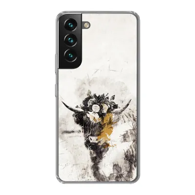 Produktbild von MuchoWow® Handyhülle Schutzhülle Hülle für Samsung Galaxy S22 Schottischer Highlander - Farbe - Blumen Silikon Softcase Handy Hülle - Mobiltelefonhülle