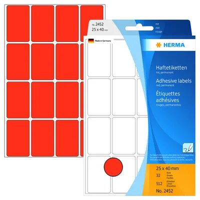 Produktbild von Vielzwecketiketten rot 25x40 mm Papier matt 512 St.