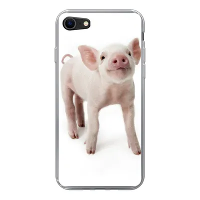 Produktbild von MuchoWow® Handyhülle Schutzhülle Hülle für iPhone SE 2022 Schwein - Tiere - Weiß Silikon Softcase Handy Hülle - Schutzhülle