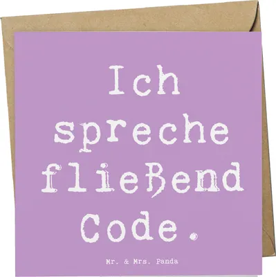 Produktbild von Mr. & Mrs. Panda Grußkarte Spruch Code Meister - Lavendeltraum - Geschenk, Beruf, doppelkarte, Programmierung, Geschenke mit Herz, Programmierer, anlasskarte, Debugging