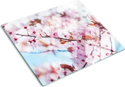 Obrázek produktu pro Kryt varné desky – Kryt na indukční desku – Ochranná skleněná deska – 60x52 cm – Skleněné ochranné desky na sporák –Tvrzené sklo –Třešňové květy