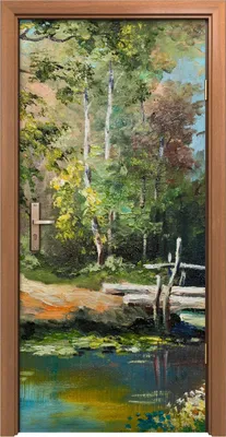 Produktbild von Türposter 90x200 cm Türaufkleber Türtapete Türfolie Klebefolie Landschafts Baum See Brücke