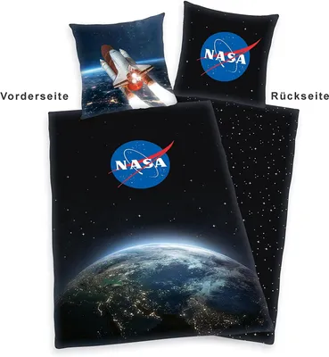 Immagine prodotto di Set di biancheria da letto reversibile NASA 2 pezzi 135 x 200 cm 80 x 80 cm