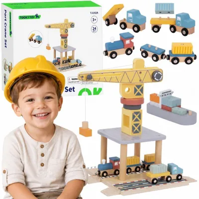 Produktbild von Tooky Toy Hafenkran-Set aus Holz