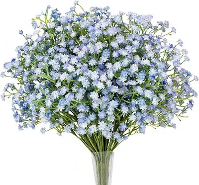Zdjęcie produktu dla Sztuczne kwiaty - Gypsophila (żylistek) - 10 sztuk - niebieskie