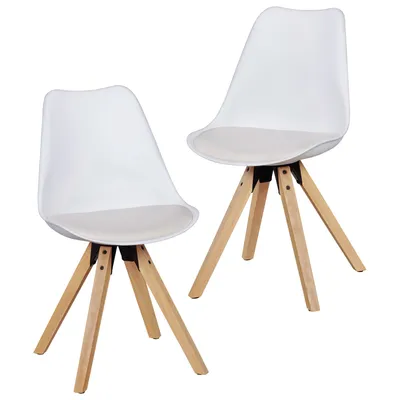 Produktbild von WOHNLING 2er Set Retro Esszimmerstuhl LIMA weiß Polsterstuhl Skandinavisch Rückenlehne Küchenstuhl Kunstleder gepolstert