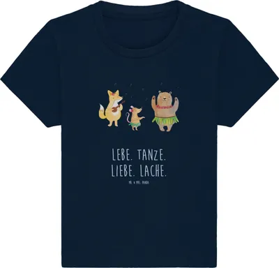 Produktbild von Mr. & Mrs. Panda Babyshirt Waldtiere Aloha 6. - 12. Monat - French Navy - Geschenk, Musik, Baby Oberteil, Hase, Kurzarmshirt, Igel, Kinder,  T-Shirt, Jerseyshirt, Wald