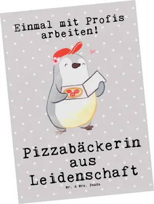 Produktbild von Mr. & Mrs. Panda Postkarte Pizzabäckerin Leidenschaft - Grau Pastell - Geschenk, Pizzabringdienst, Grußkarte, Postkarten, Fotokarte, Ansichtskarte, Ansichtskarten, Lustig