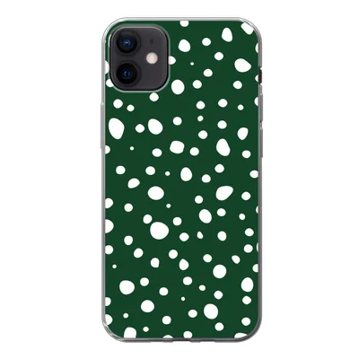 Produktbild von MuchoWow® Handyhülle Schutzhülle Hülle für iPhone 12 mini Polka dots - Weiß - Grün Silikon Softcase Handy Hülle - Bild