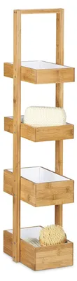 Produktbild von Badezimmerregal Standregal Küchenregal - Bambus - 4 Körbe - 88,5 x 25,5 x 18,5 cm - Natur
