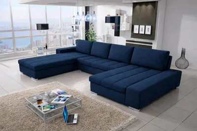 Produktbild von Wohnlandschaft Ecksofa VERONA U – Großzügige Couchgarnitur in U-Form mit Schlaffunktion, Bettkasten und hochwertiger Wellenfederung