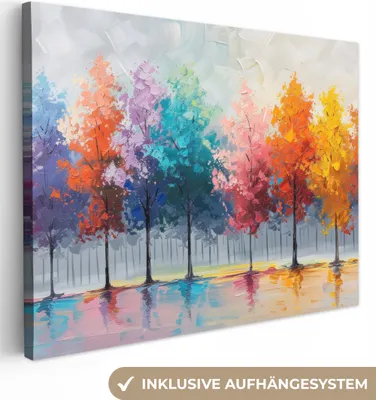 Obrázek produktu pro OneMillionCanvasses® - Plátna - Stromy - Barevné - Příroda - Abstraktní umění, nástěnné dekorace Obrazy Obývací pokoj, 40x30cm