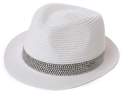 Immagine prodotto di Cappello da uomo in paglia, modello trilby, ideale per l'estate, con protezione solare, pieghevole, taglie dalla S alla 3XL, colore bianco