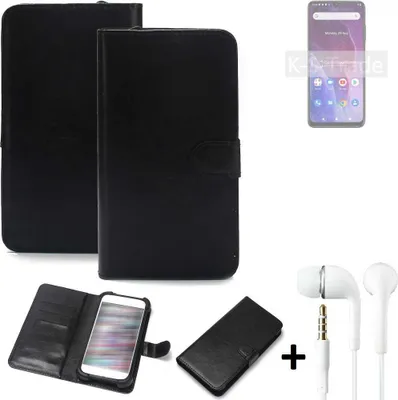 Produktbild von K-S-Trade Wallet Case Handyhülle kompatibel mit Cubot P60 Schutzhülle Flip cover Flipstyle Tasche Hülle Flipcover Slim Bumper schwarz + in ear