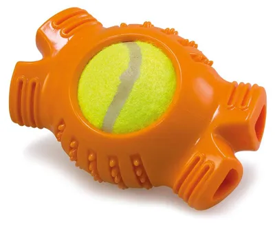 Obrázok produktu pre Arquivet Oranžová kosť s tenisovou loptičkou – hračka pre psov – 13 cm