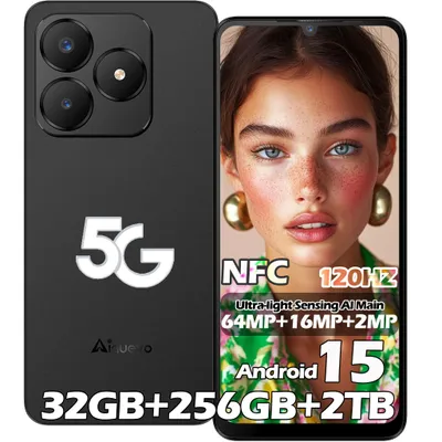 Produktbild von Neo S25 Pro 5G Android 15 Smartphone Ohne Vertrag 32GB+256GB/TF 2TB, 6.75" 120Hz 5280mAh 64MP+16MP 4G Dual SIM Handy NFC GPS/Widevine L1, Schwarz