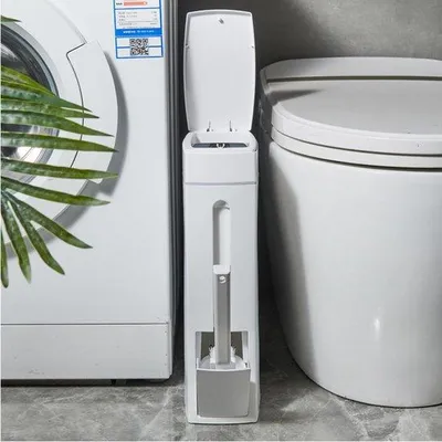 Produktbild von Ibenzoa® Raumspartonne mit geruchsdichtem Deckel und Toilettenbürste für das Badezimmer