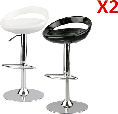 Produktbild von 4er Set Barhocker aus Kunststoff, Barstuhl, Tresenhocker, Küchenhocker (2Schwarz+2Weiß)